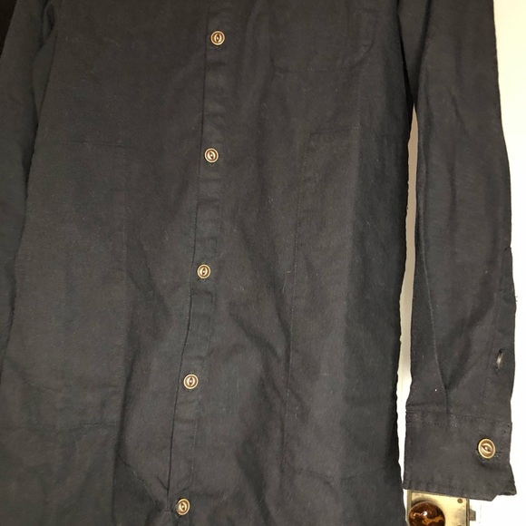 Black long sleeve button up linen dress w/ pockets - Picture 5 of 5